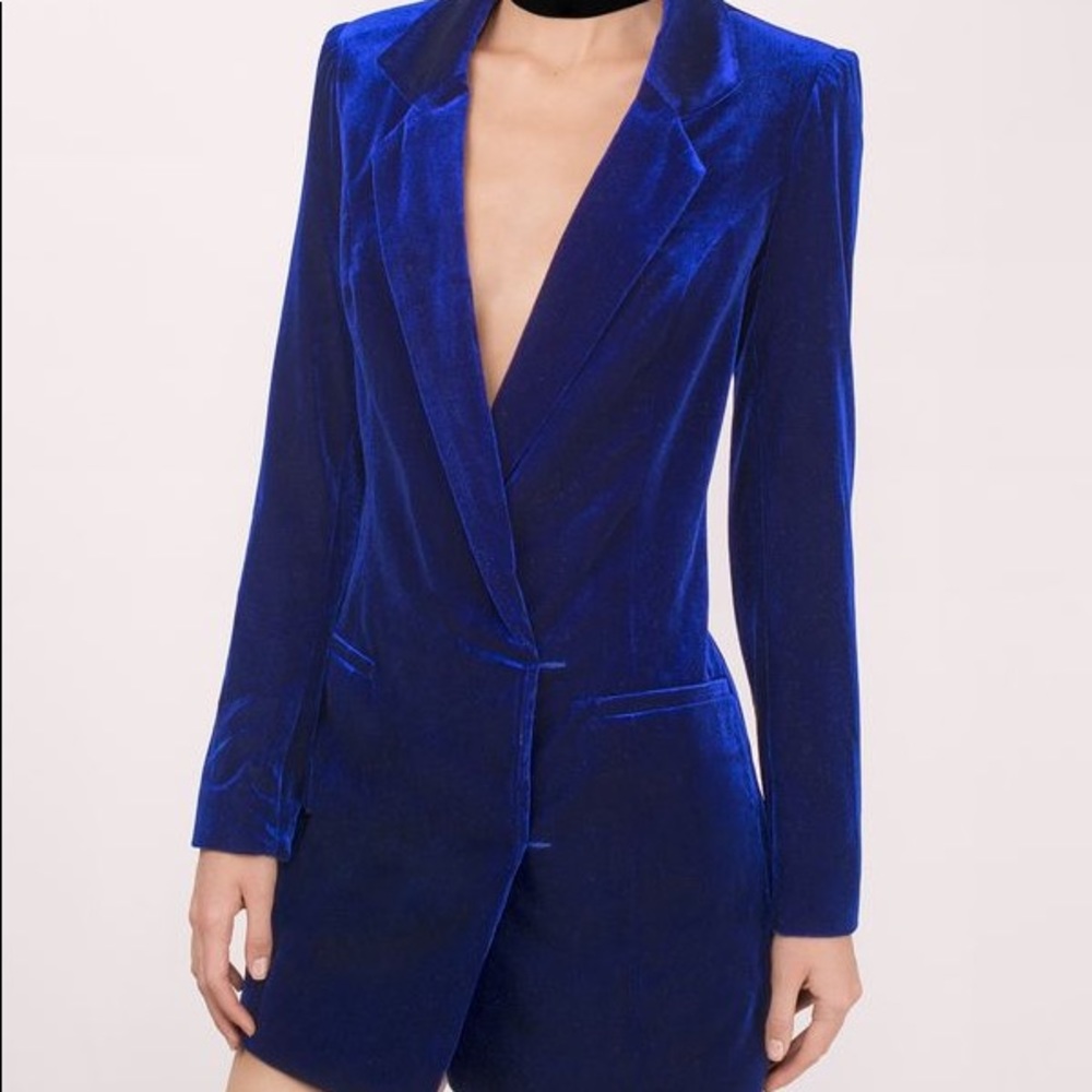 Lioness Velvet Blue Blazer Dress